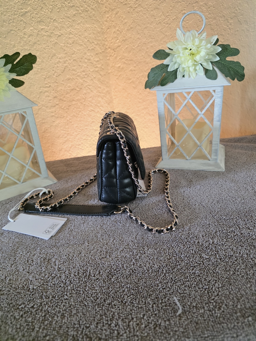 GUESS Black Quilted Chain-Accent Crossbody Bag - Picture 5 of 7